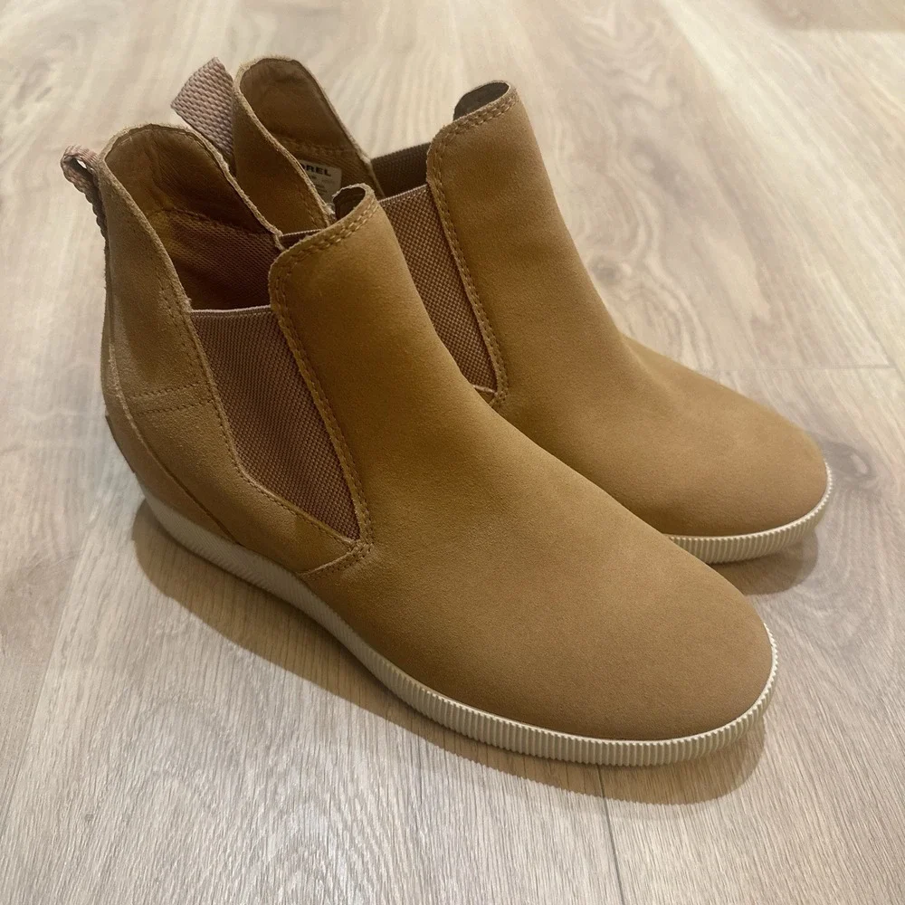 Sorel Out‎ N About Slip-On Wedge II Womens Size 8.5 Brown Waterproof Ankle Boots
